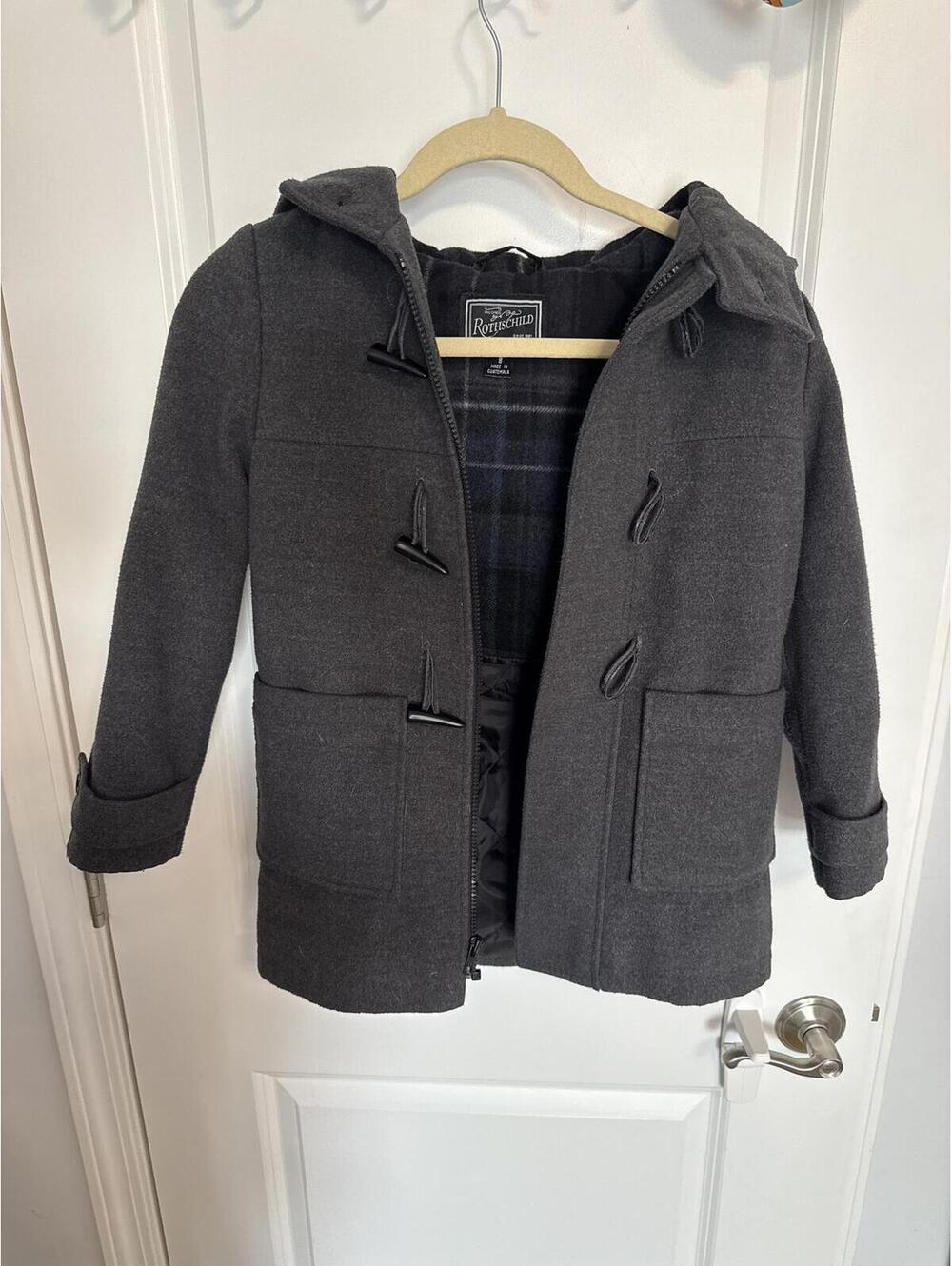 Rothschild Gray Hooded Toggle Coat Size 8
